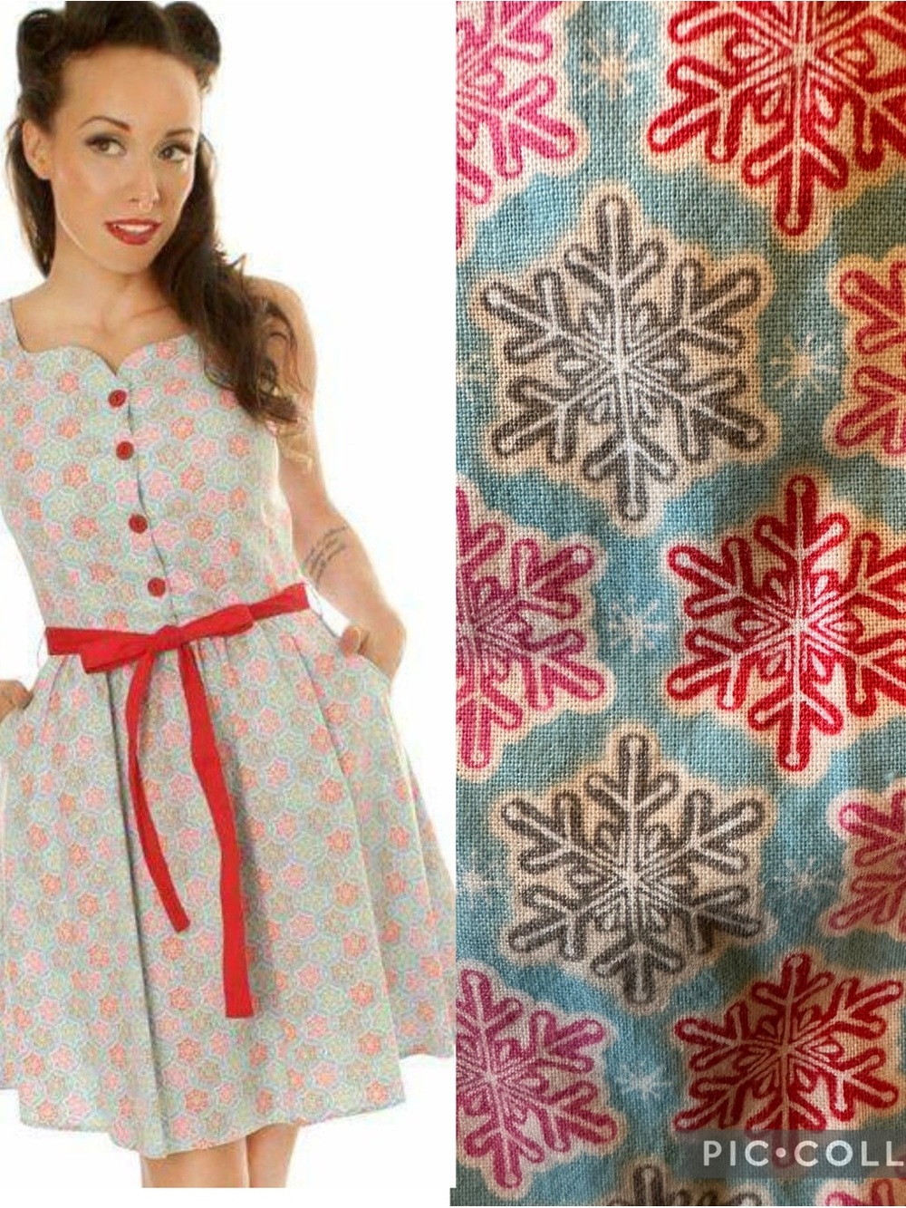 Retrolicious Blue Snowflake Print Midi Dress  size 1X